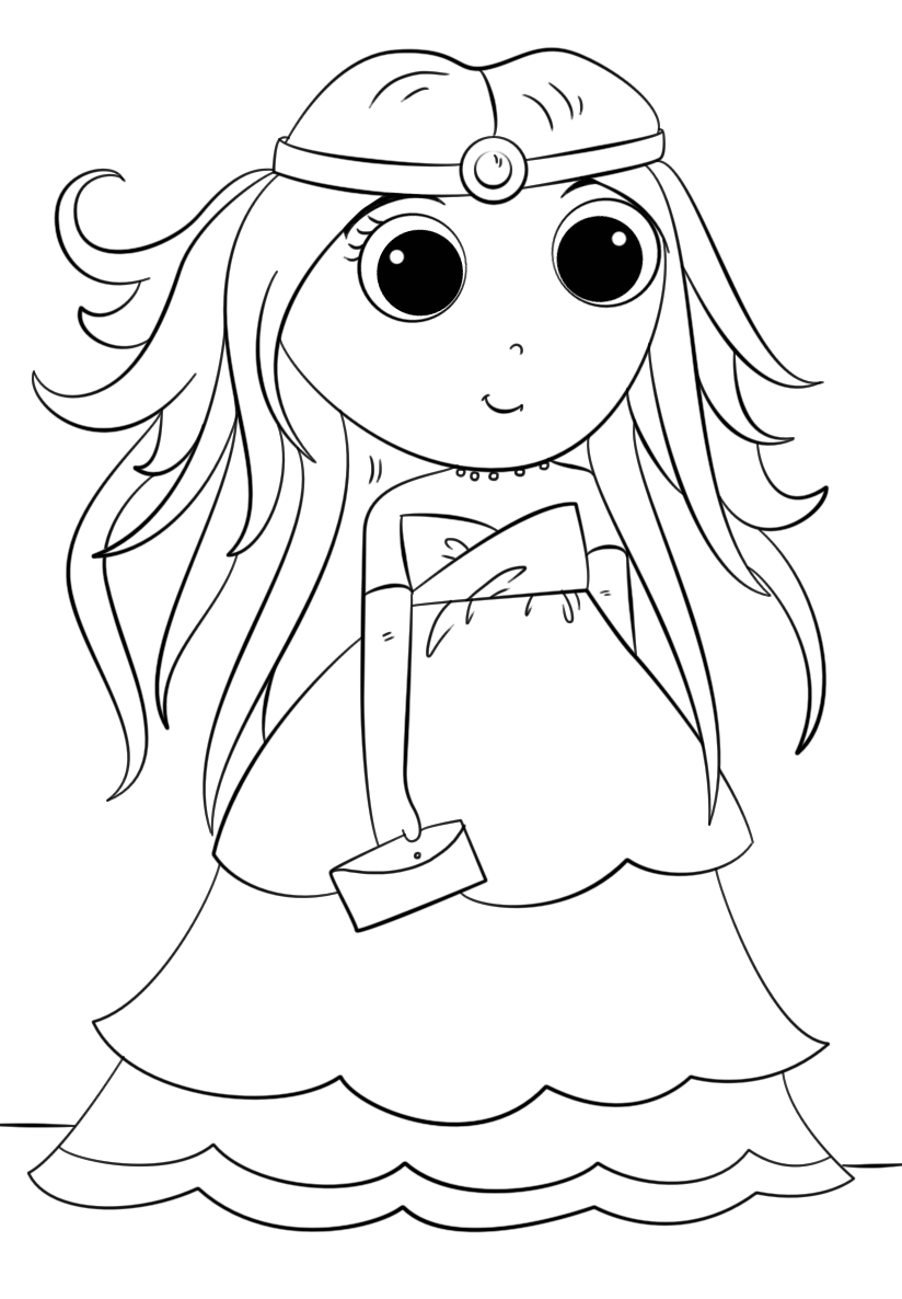 Coloriage Ariel face tsum tsum kawaii disney - Kawaii disney à imprimer