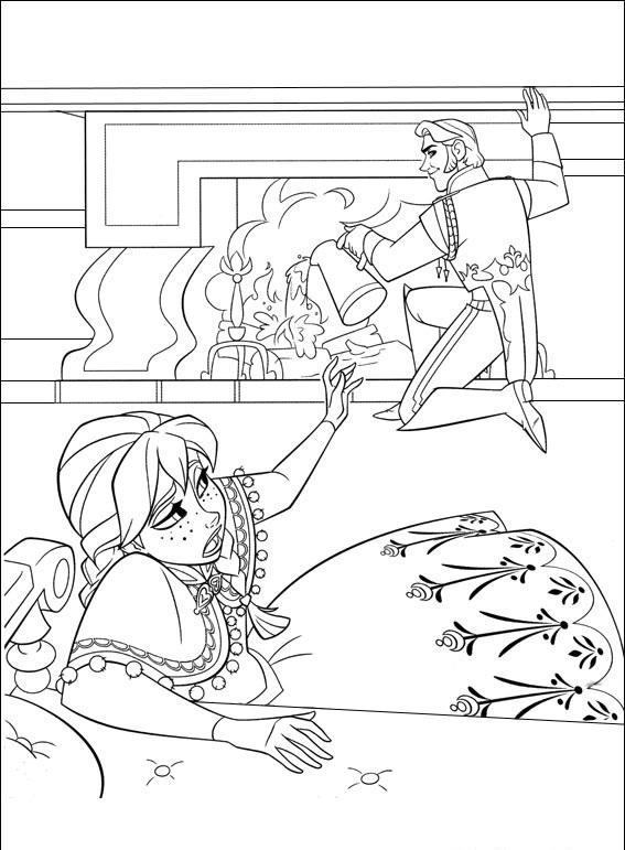 Coloriage Anna Est Malade - La Reine des neiges à imprimer