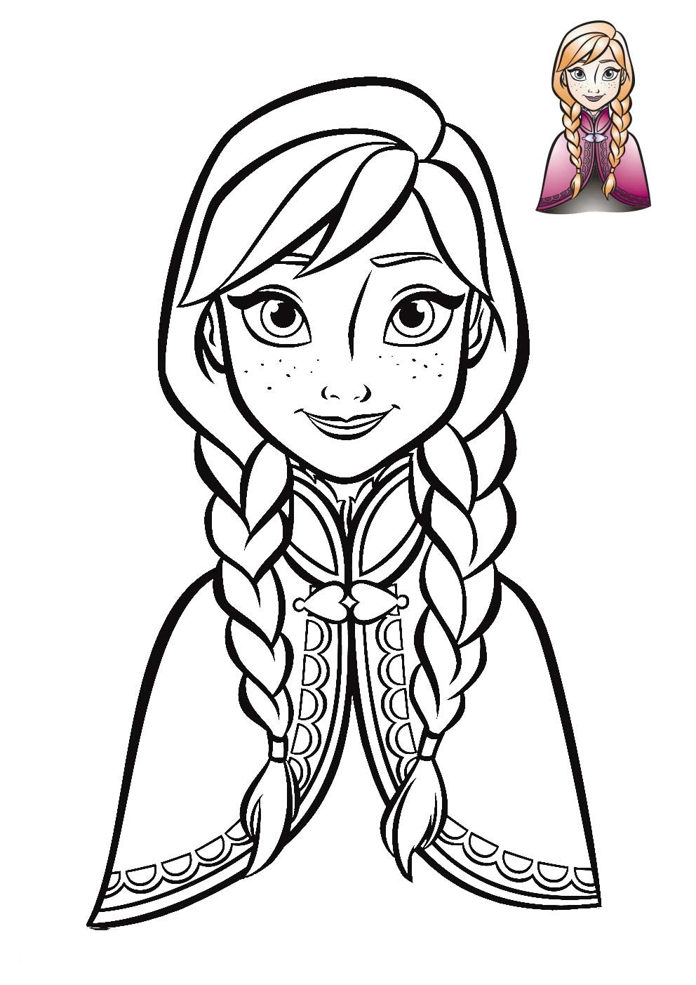 Coloriage Anna avec son sourire radieux Frozen - La Reine des neiges à imprimer