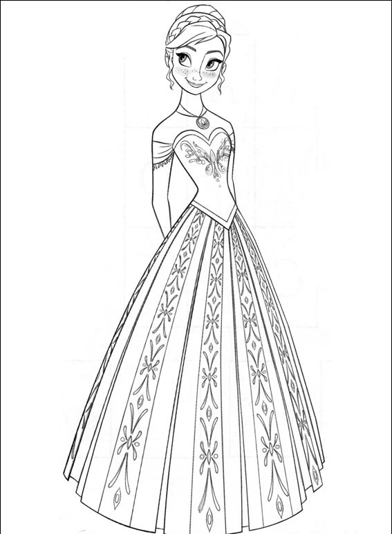 Coloriage Anna La Belle Princesse - La Reine des neiges à imprimer