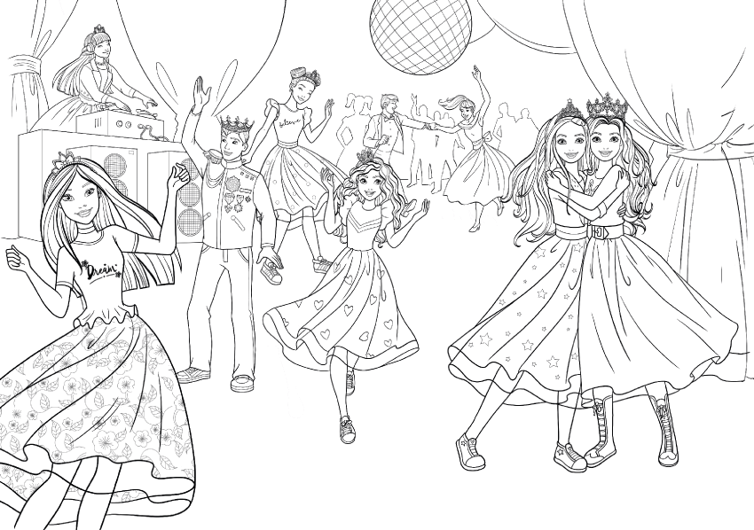 Coloriage Anniversaire De Barbie Princesse Avec Dj Et Musique - Barbie princesse à imprimer