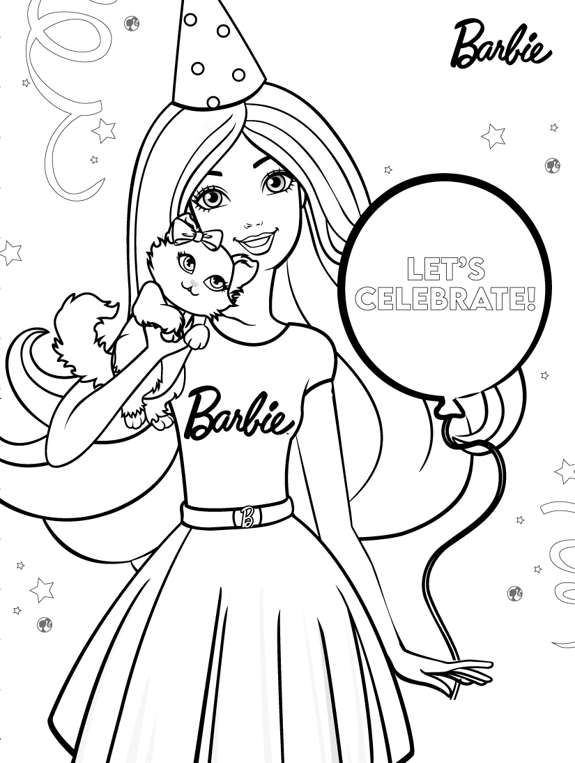 Coloriage Anniversaire De Barbie Princesse - Barbie à imprimer
