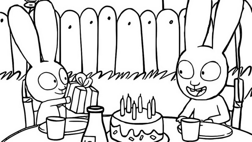 Coloriage Anniversaire De Simon Le Petit Lapin - Simon à imprimer