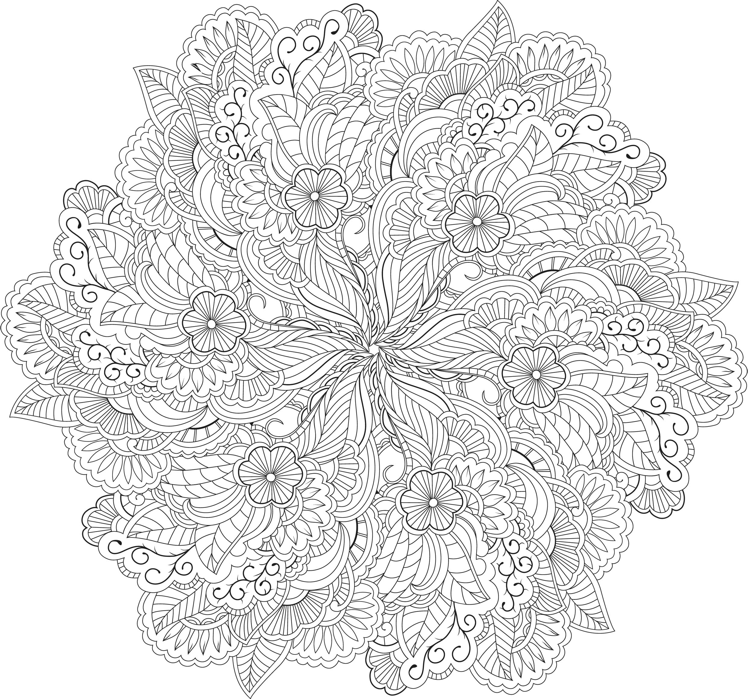 Coloriage Zentangle floral pour la méditation - Adulte à imprimer