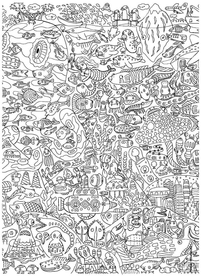 Coloriage Spirales et courbes apaisantes - Adulte à imprimer