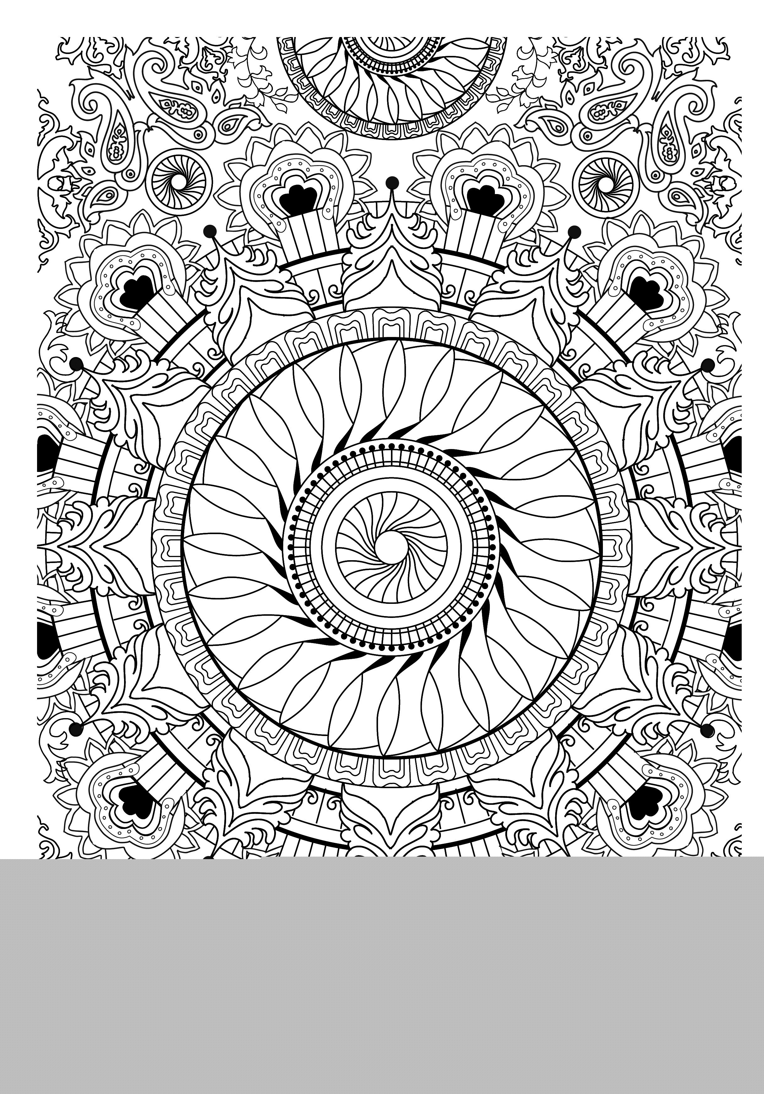 Coloriage Zen garden avec fleurs et arabesques délicates - Adulte à imprimer