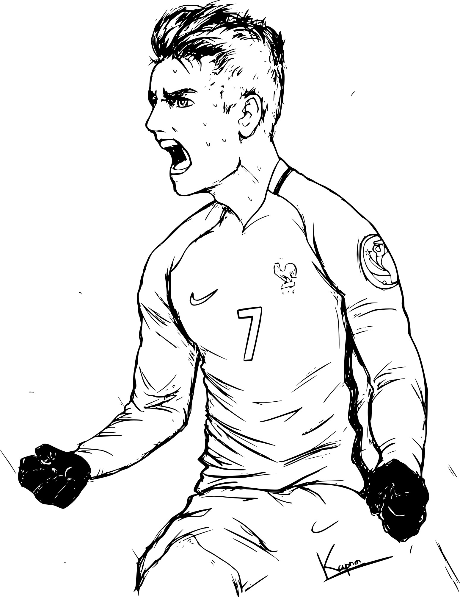 Coloriage Antoine Griezmann Équipe De France - Foot à imprimer