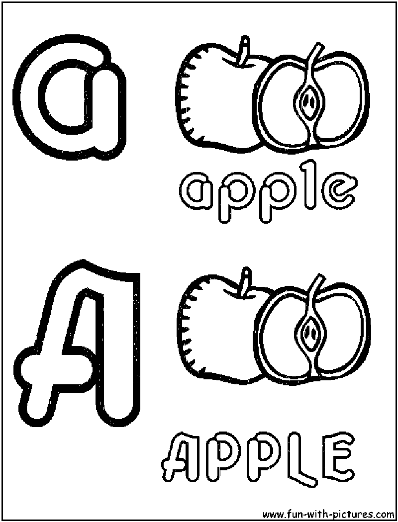 Coloriage Apple Pomme Alphabet - Fruits à imprimer