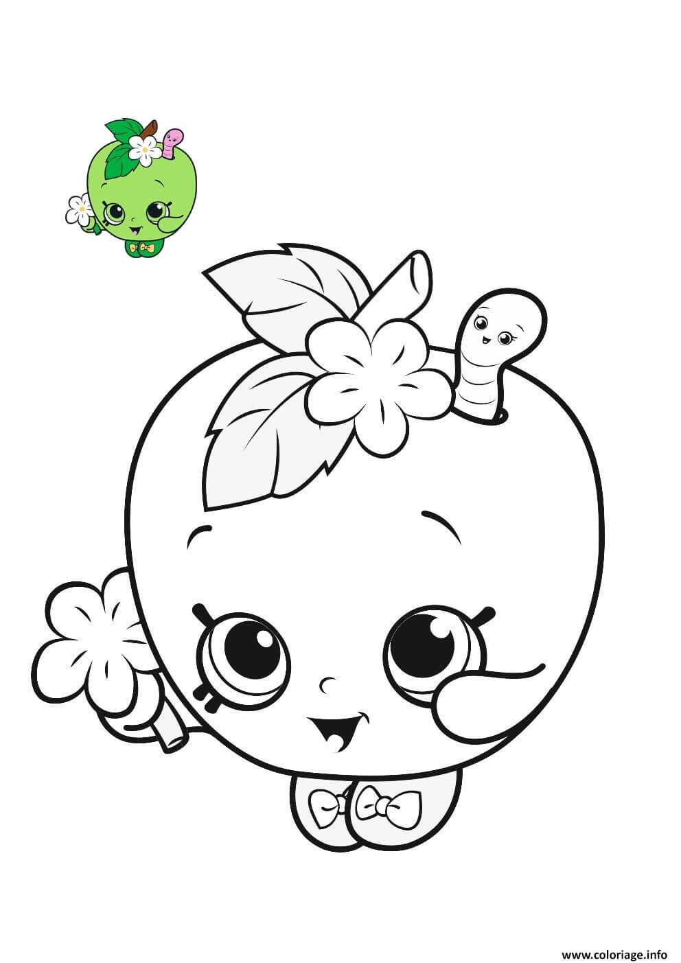 Coloriage Apple Pomme De Shopkins - Pomme à imprimer