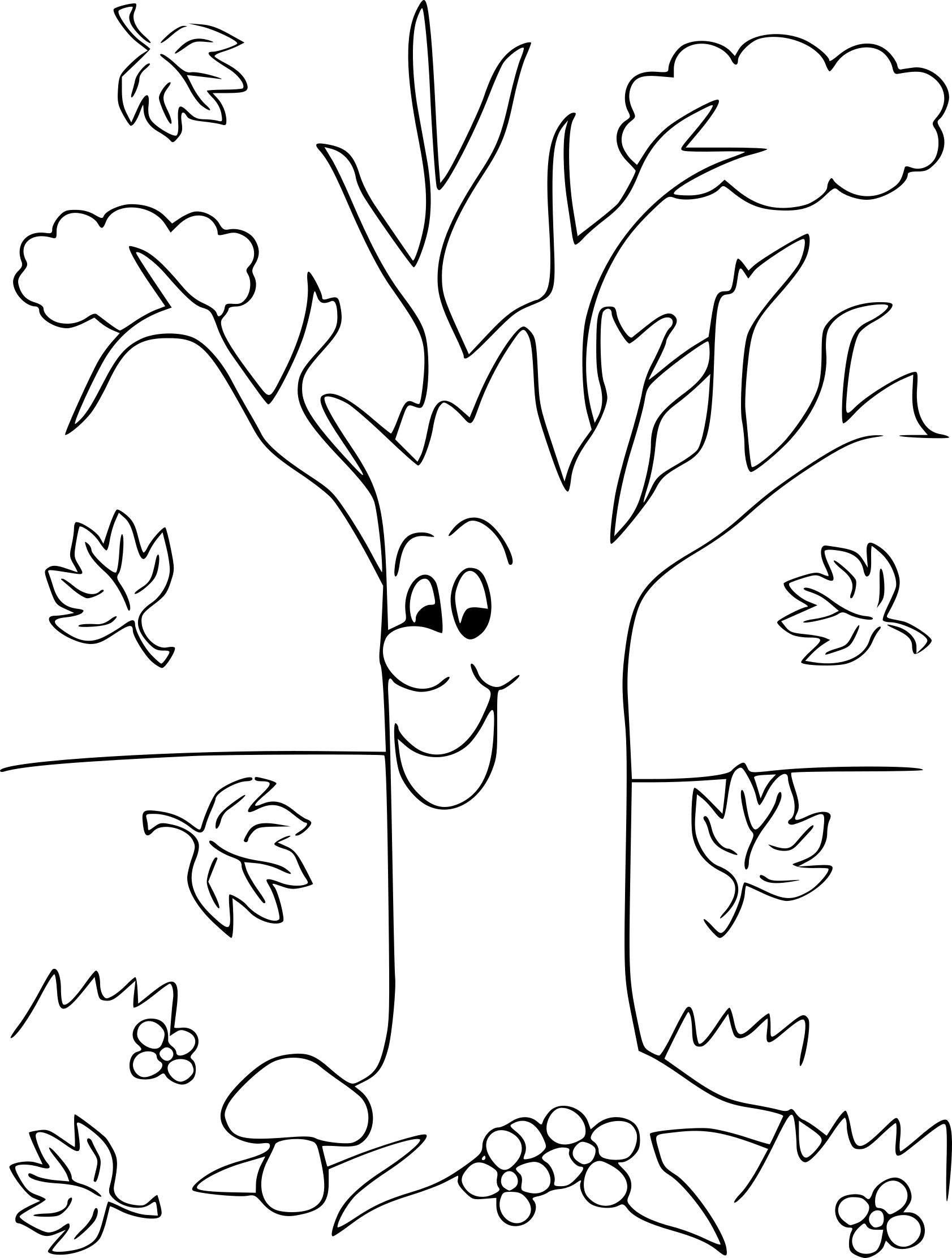 Coloriage Arbre Automne Maternelle - Automne à imprimer