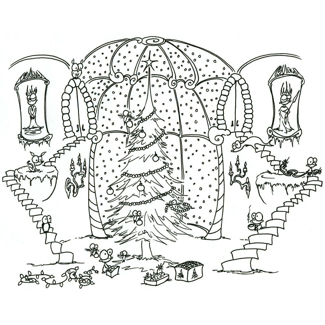 Coloriage Arbre De Noël Dans Verriere - Noël à imprimer