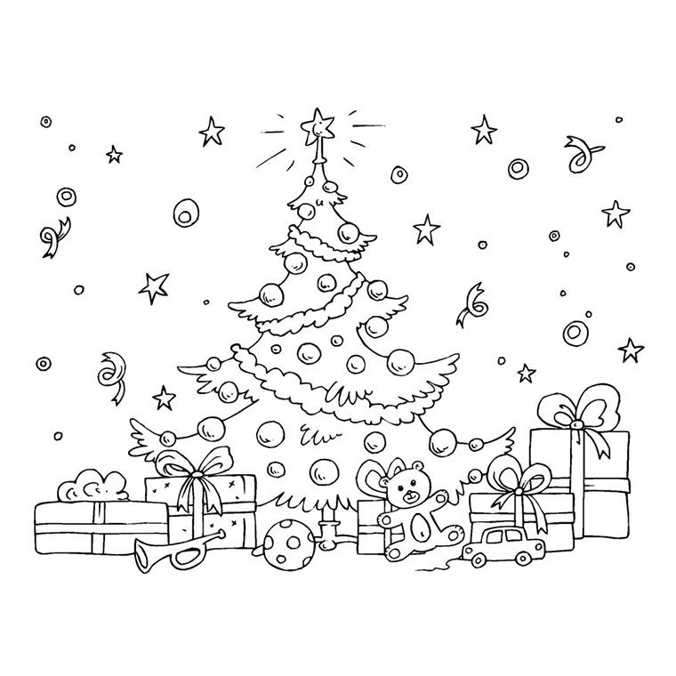 Coloriage Arbre De Noël Et Ses Cadeaux - Noël à imprimer