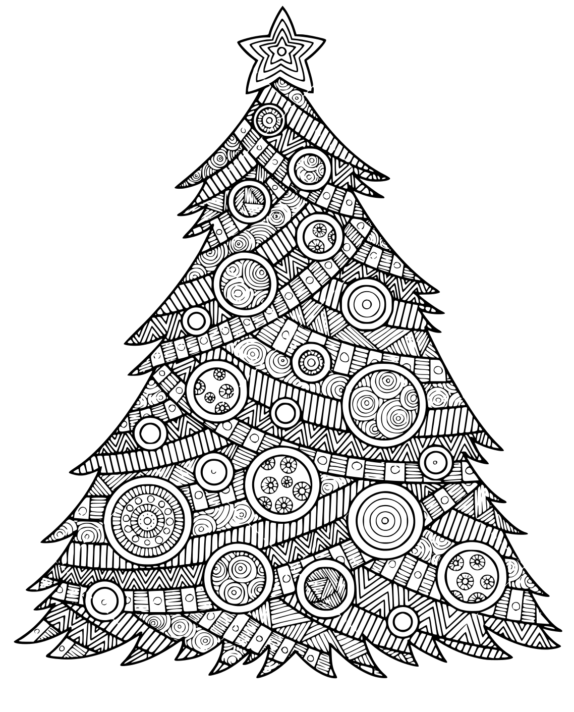 Coloriage Arbre De Noël Mandala Pour Adulte Anti Stress Et Boules De Noël - Sapin Noël à imprimer