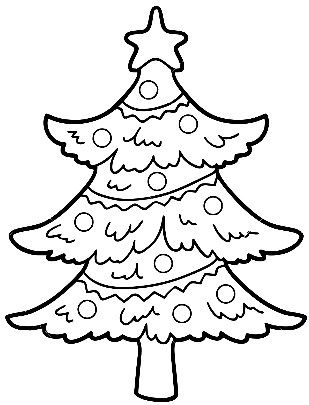 Coloriage Sapin de Noël Facile avec Étoile - Sapin Noël à imprimer