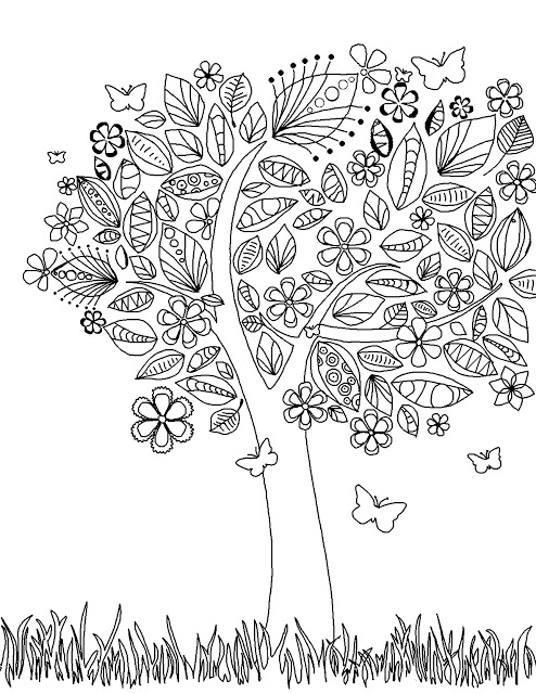 Coloriage Arbre En Fleurs - Arbre à imprimer
