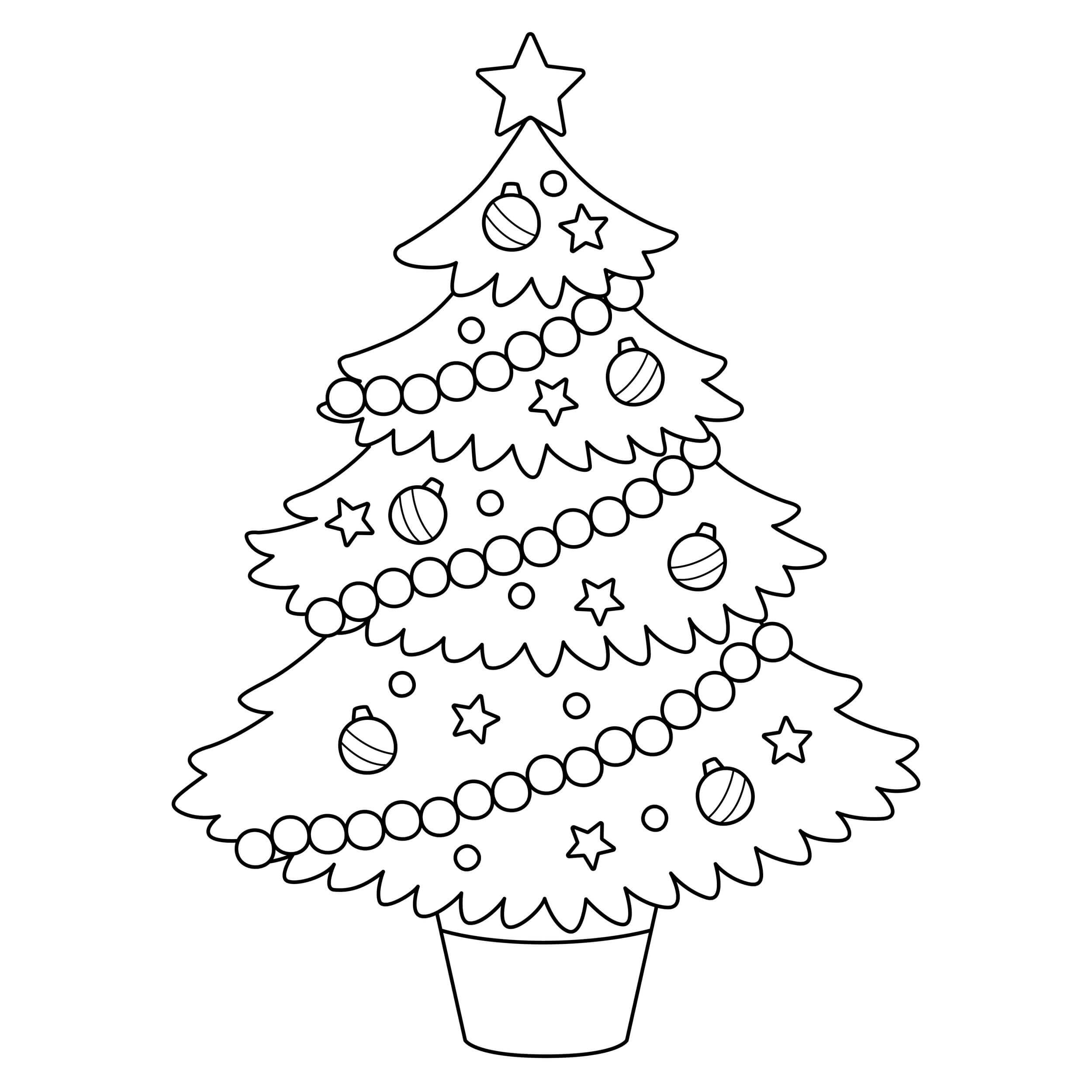 Coloriage Arbre Festif Ornements Noël - Noël à imprimer