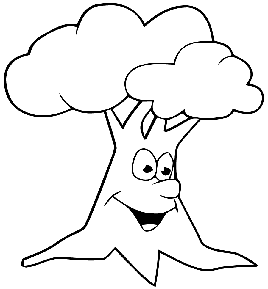 Coloriage Arbre Nature Avec Un Visage - Nature à imprimer