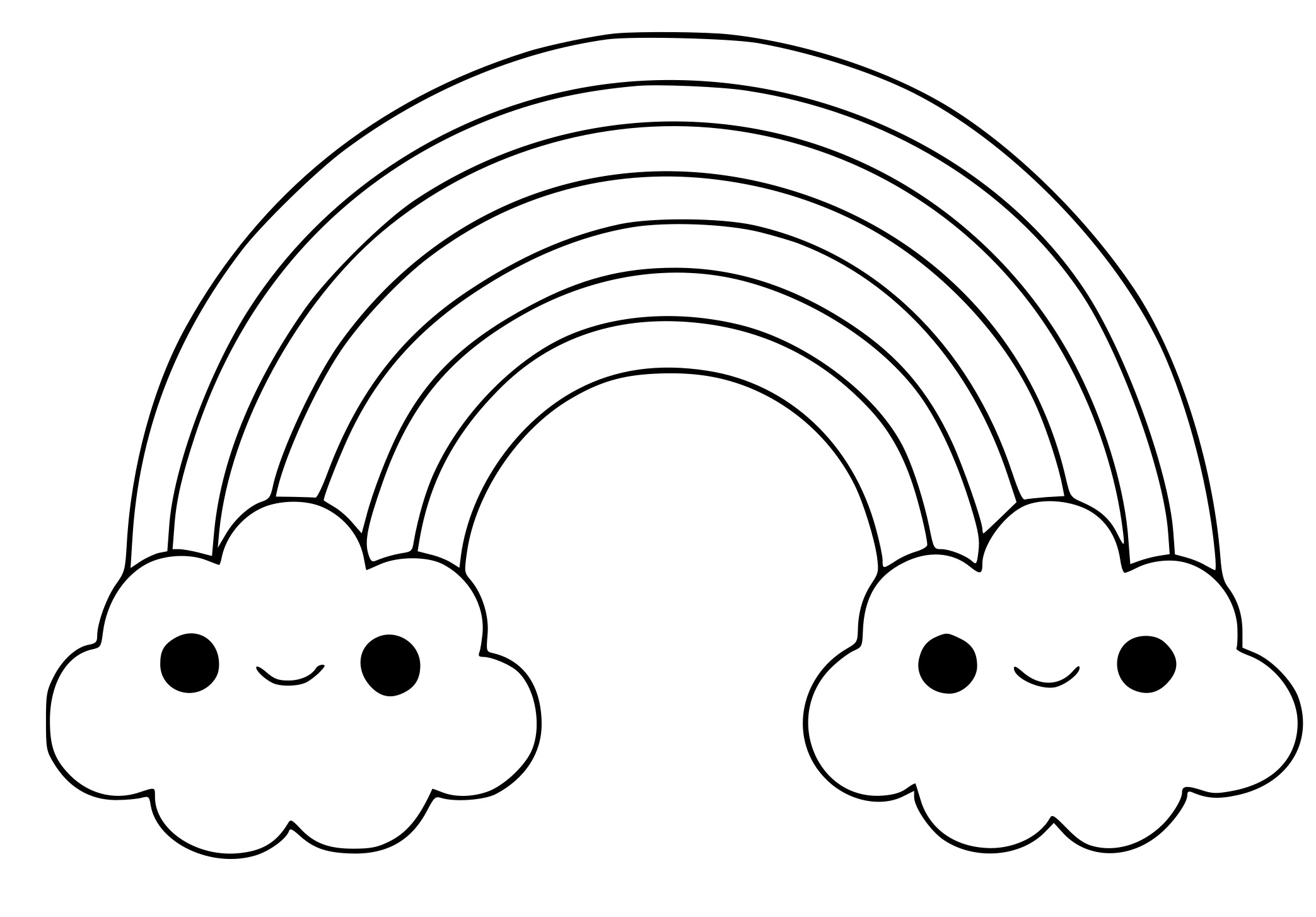 Coloriage Arc En Ciel Avec Nuages - Maternelle à imprimer