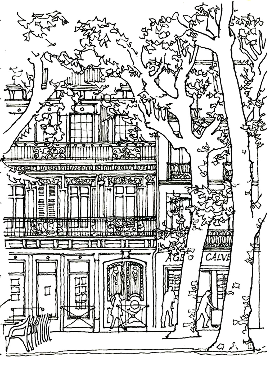 Coloriage Architecture Maison Arbre - Arbre à imprimer