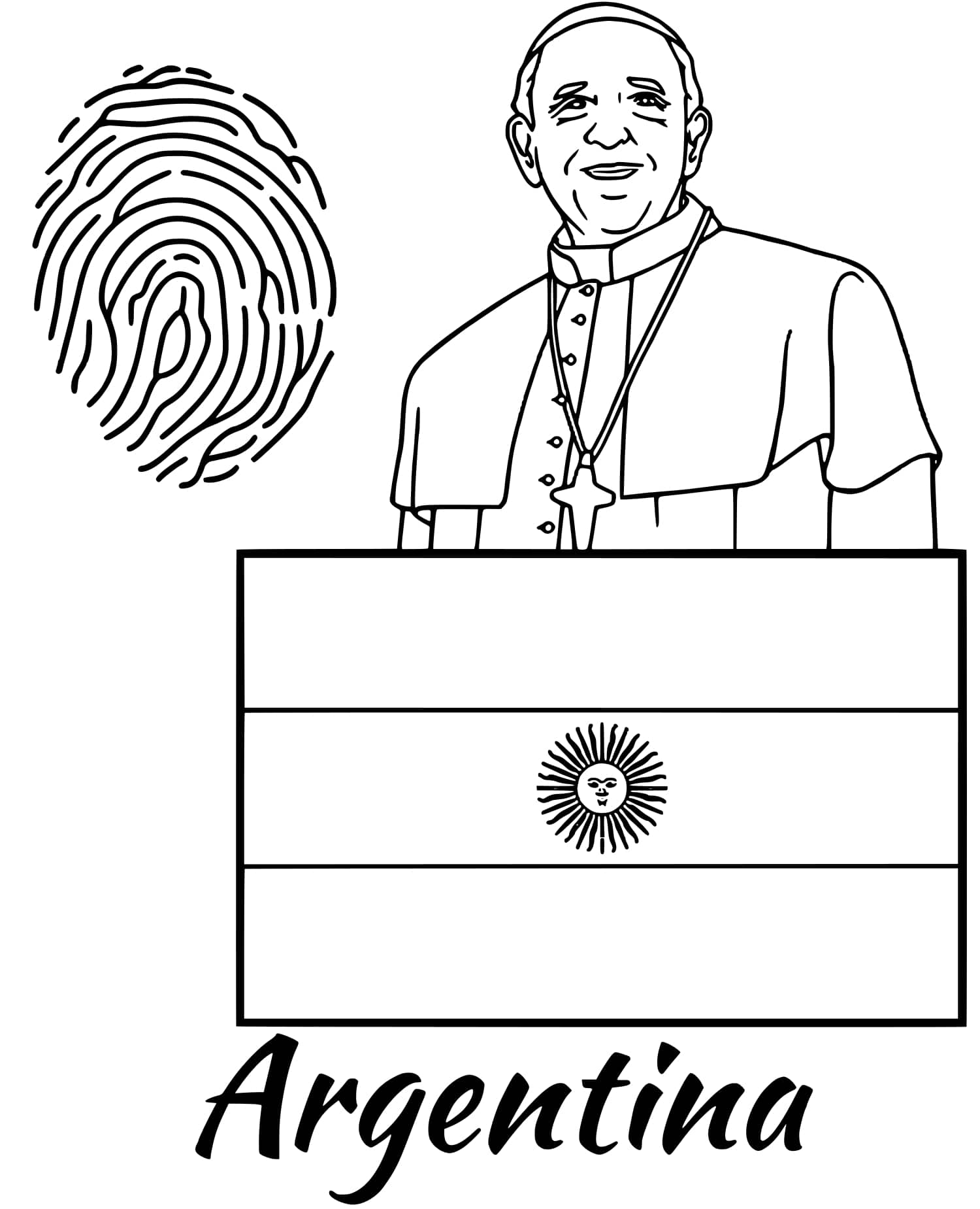 Coloriage Argentine Drapeau Fingerprint - Drapeau à imprimer
