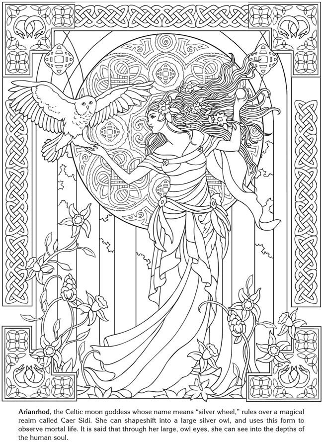 Coloriage Arianrhod Deesse Celtique - Art à imprimer