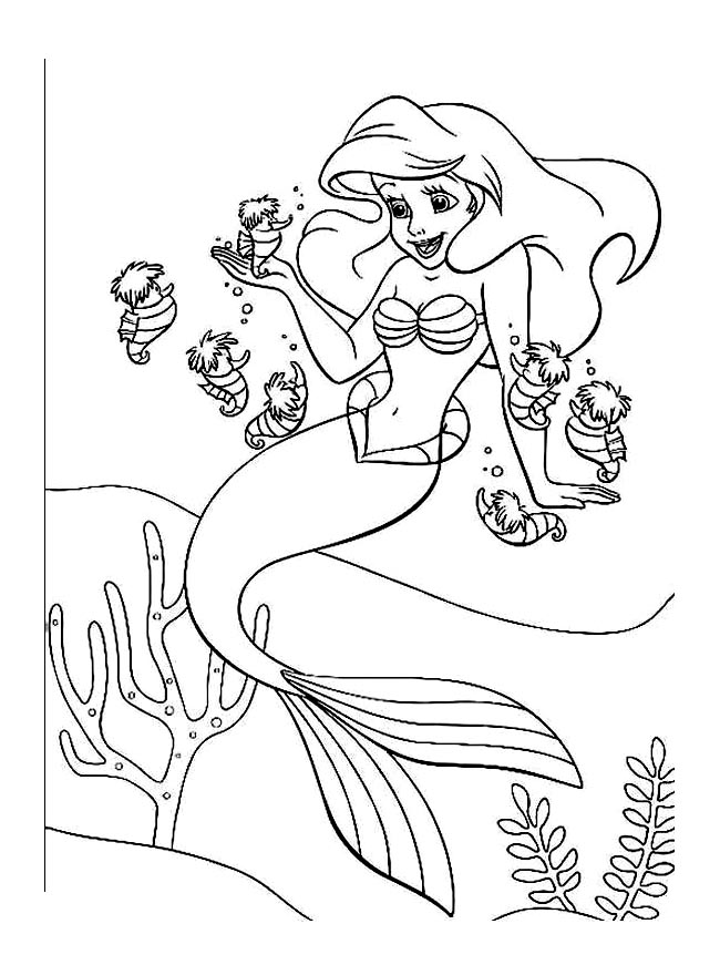 Coloriage Ariel Arielle Petite Sirène - Ariel la petite sirène à imprimer