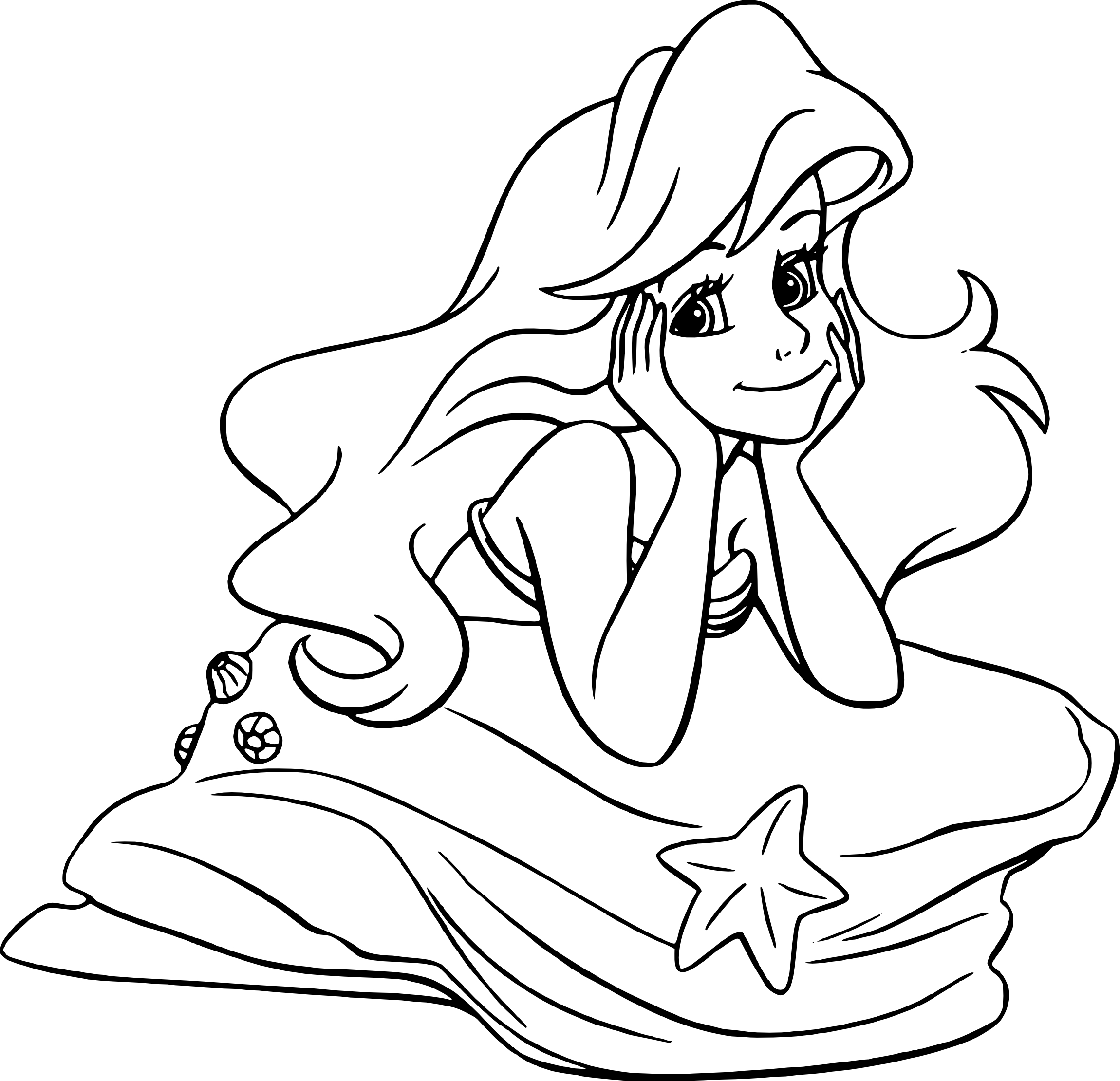 Coloriage Ariel la sirène fille du roi triton et reine athena - Disney à imprimer