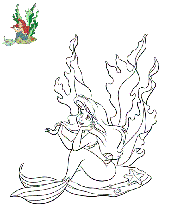 Coloriage Ariel Rêve A Son Prince Charmant - Ariel la petite sirène à imprimer