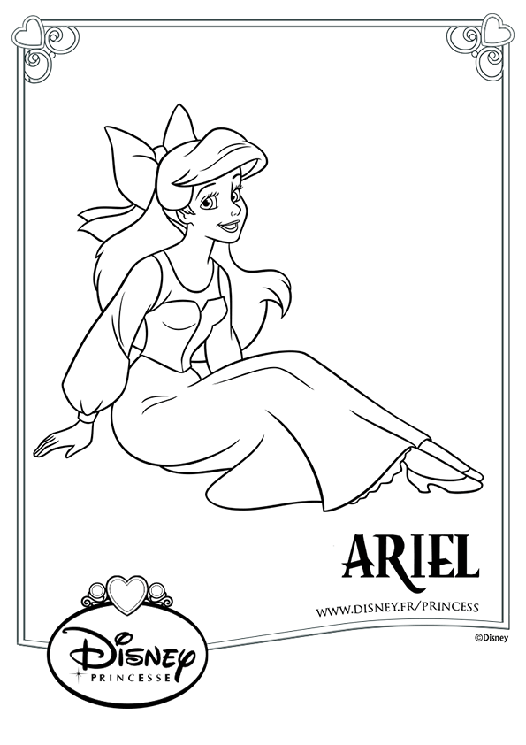 Coloriage Arielle Princesse Disney - Ariel la petite sirène à imprimer