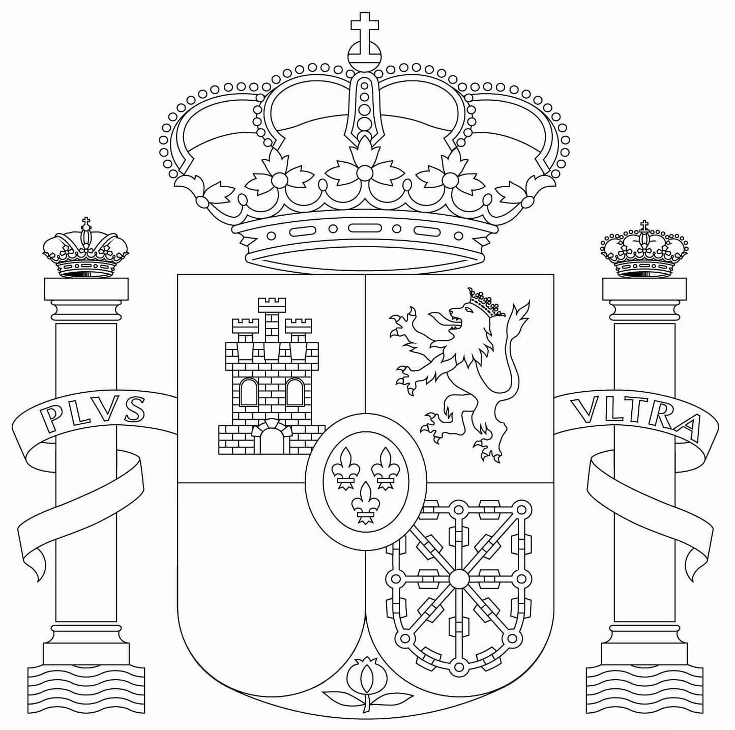 Coloriage Armoirie Espagne Drapeau Logo - Espagne à imprimer