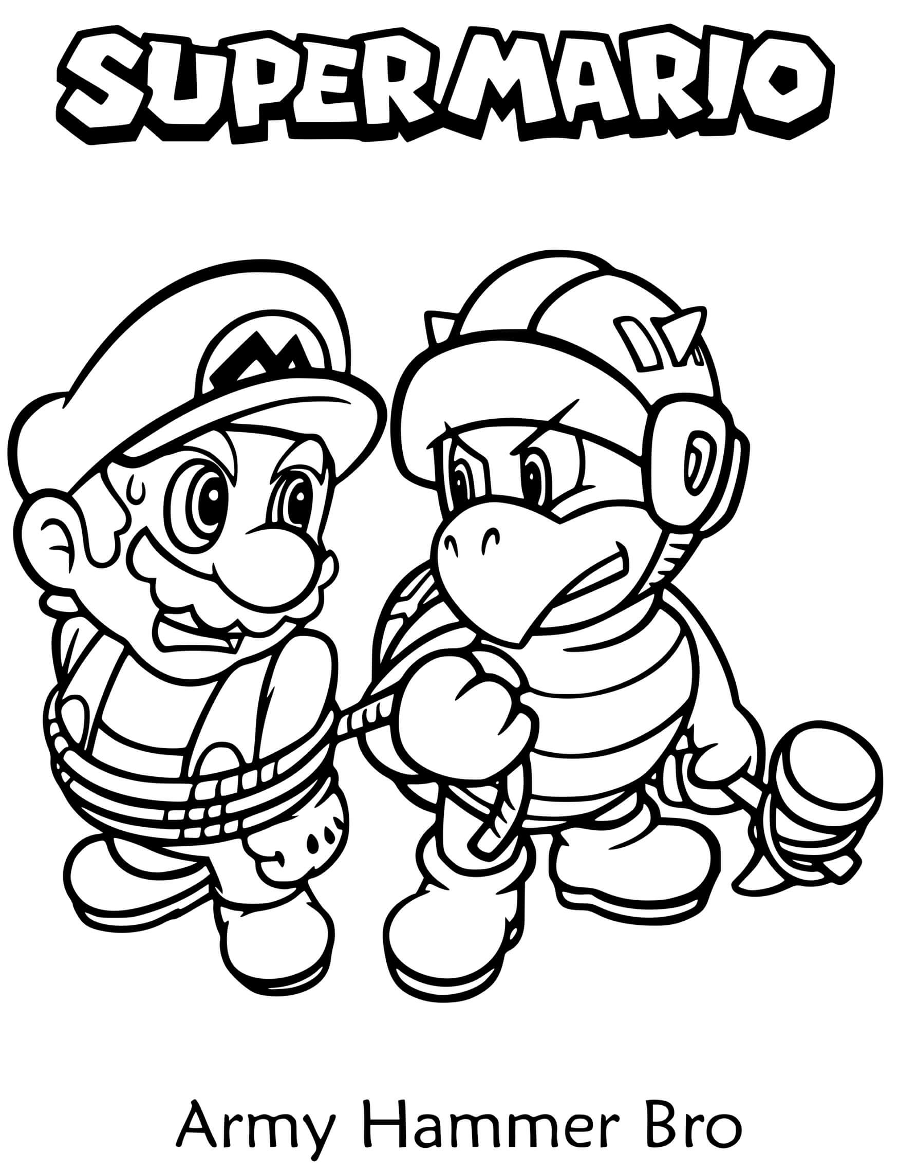 Coloriage Army Hammer Bro - Mario à imprimer