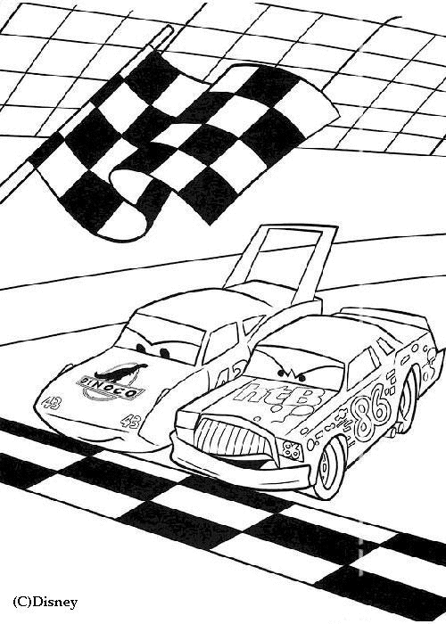 Coloriage Arrivee Course - Cars à imprimer
