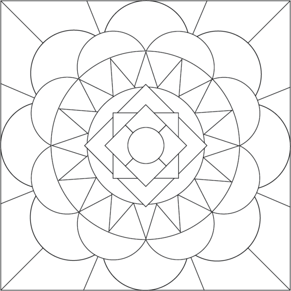 Coloriage Mandala géométrique relaxant pour l'apaisement - Art therapie à imprimer