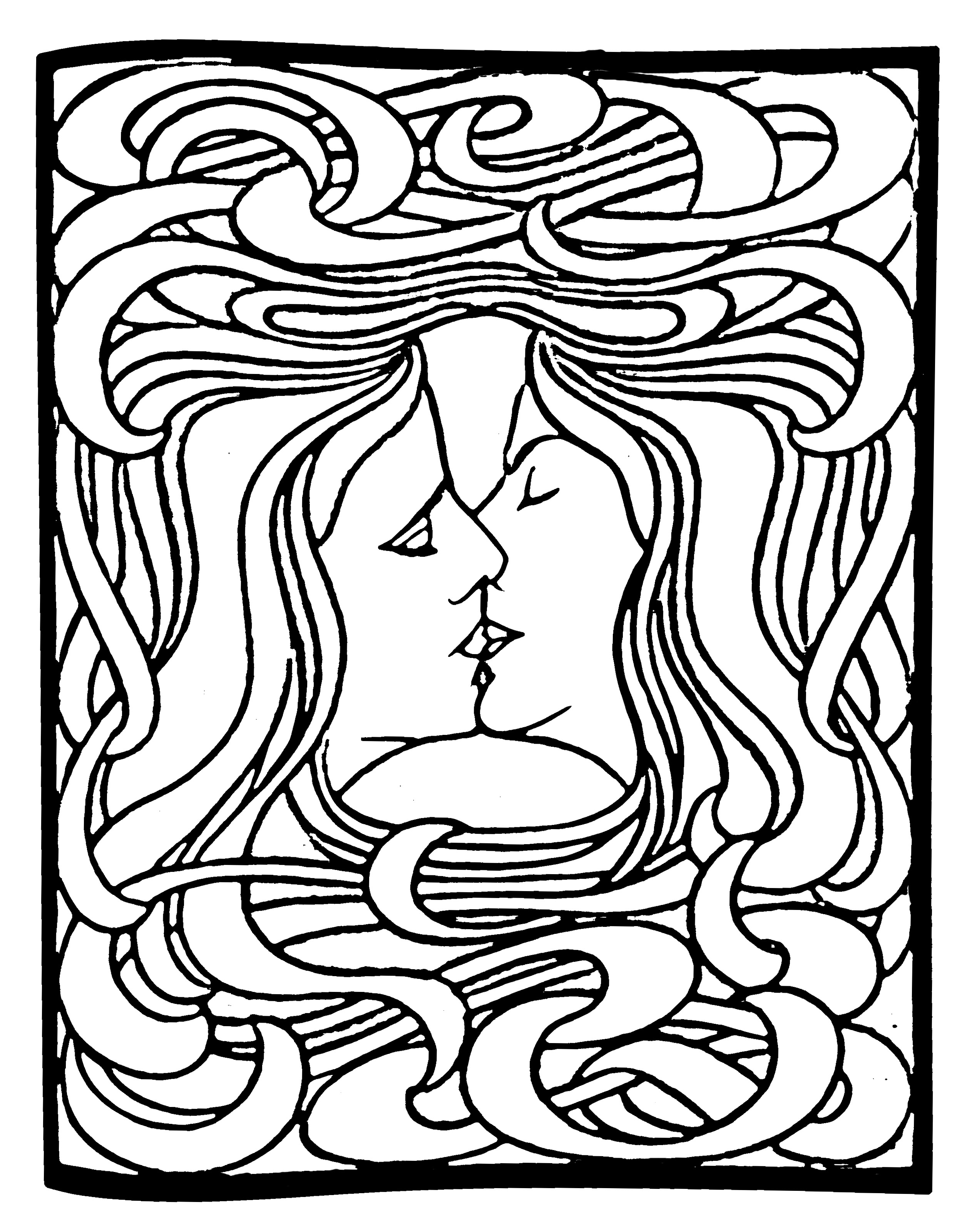Coloriage Art Nouveau Le Baiser Behrens 1898 - Art à imprimer