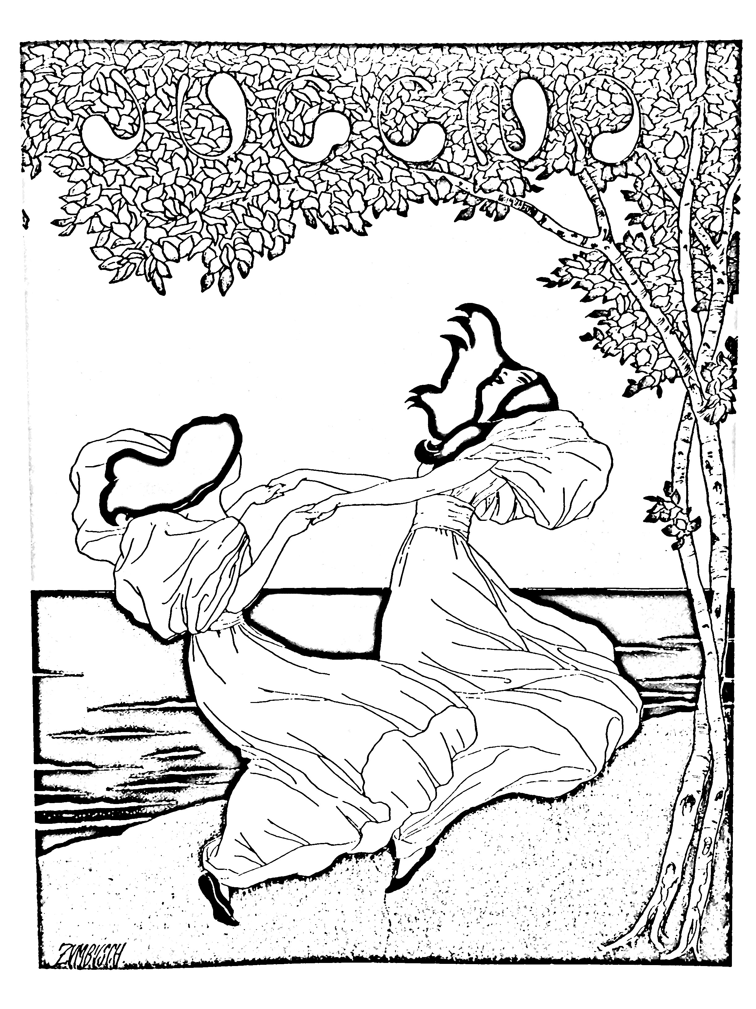 Coloriage Art Nouveau Zumbush motifs géométriques raffinés - Art à imprimer