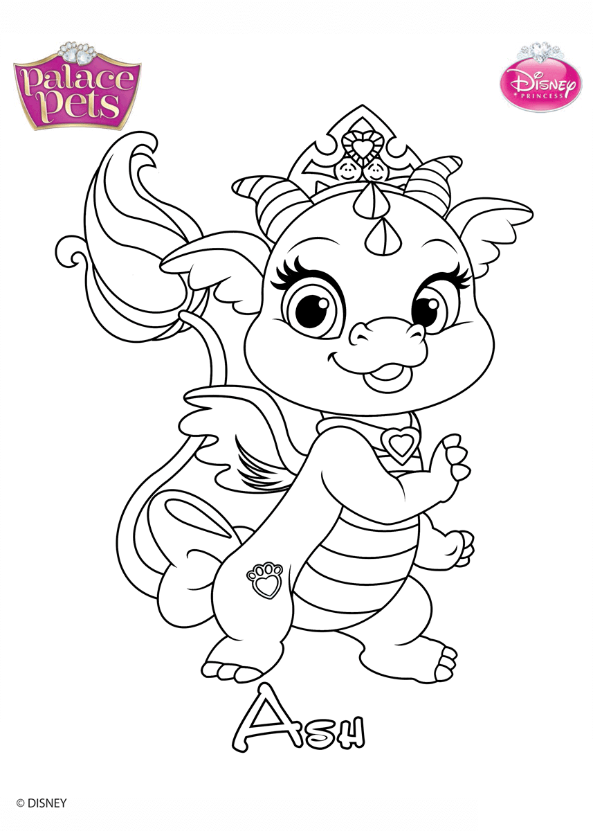 Coloriage Ash Princess Disney - Palace pets à imprimer
