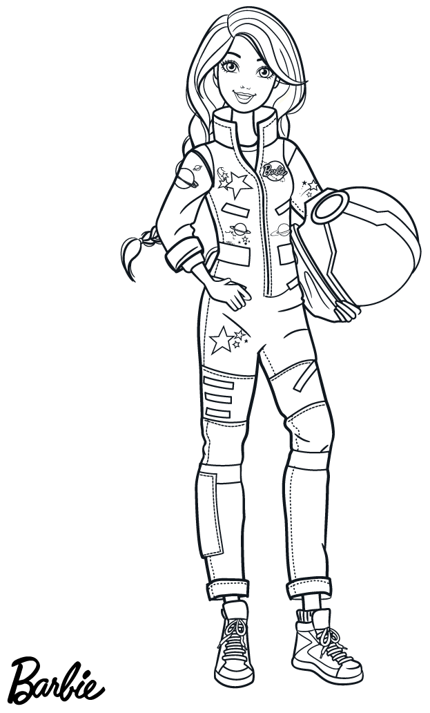 Coloriage Astronaute Barbie Spacex - Barbie à imprimer