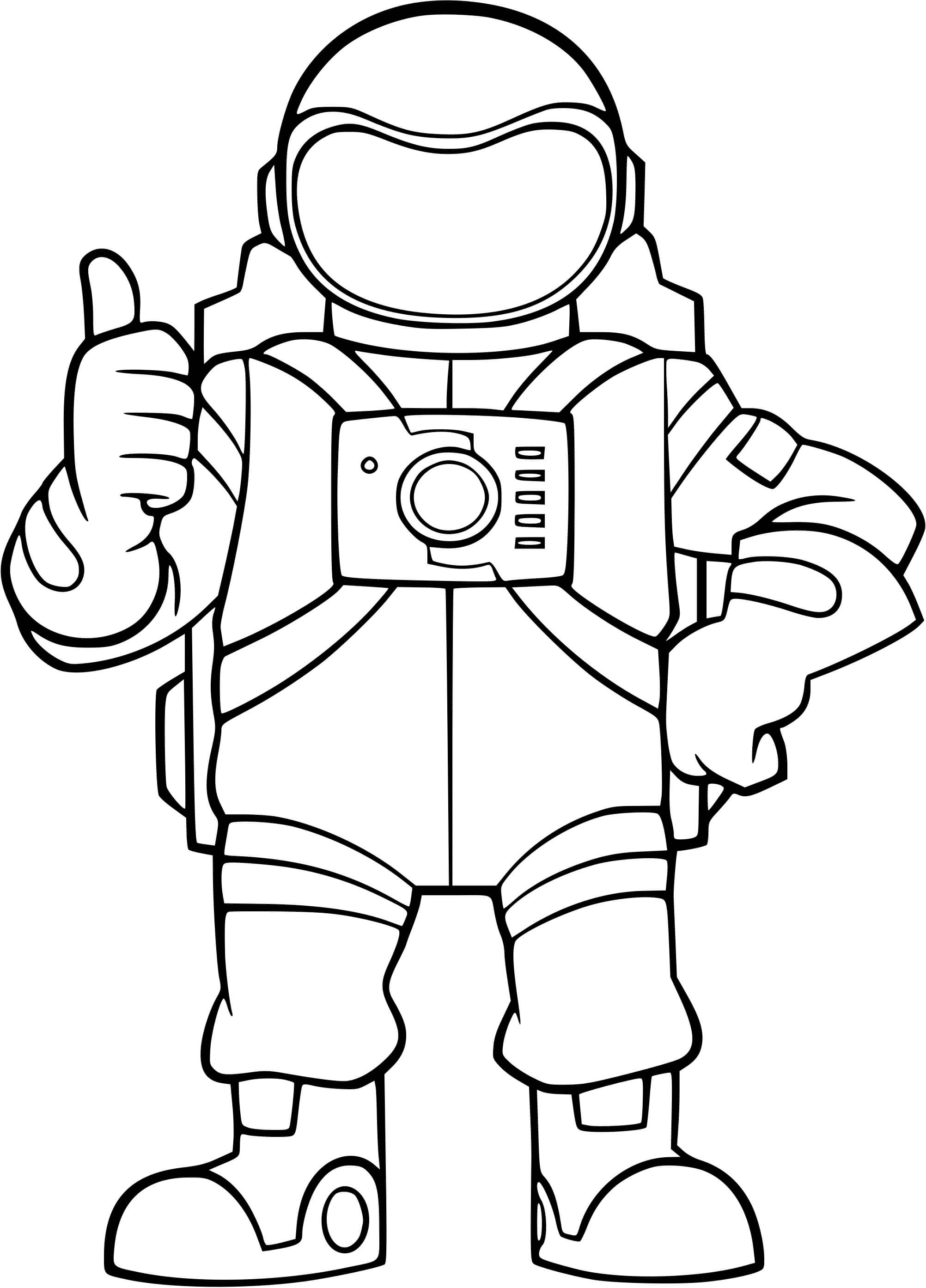 Coloriage Astronaute Dans L'espace - Fusée à imprimer