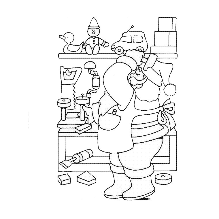 Coloriage Atelier Du Père Noël - Noël à imprimer