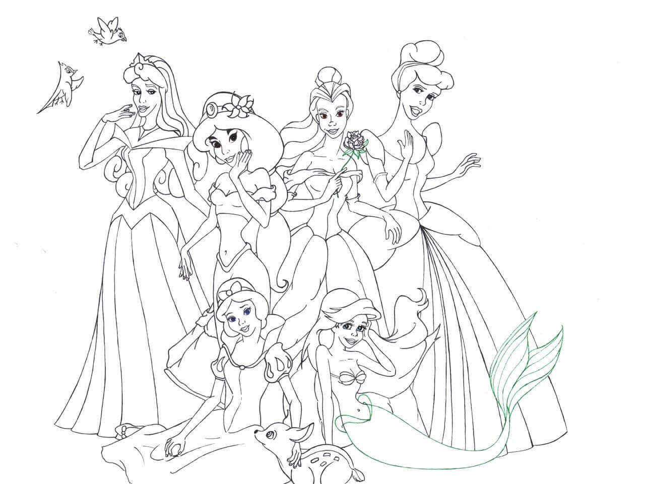 Coloriage Aurore Disney en robe de bal rose - Aurore à imprimer