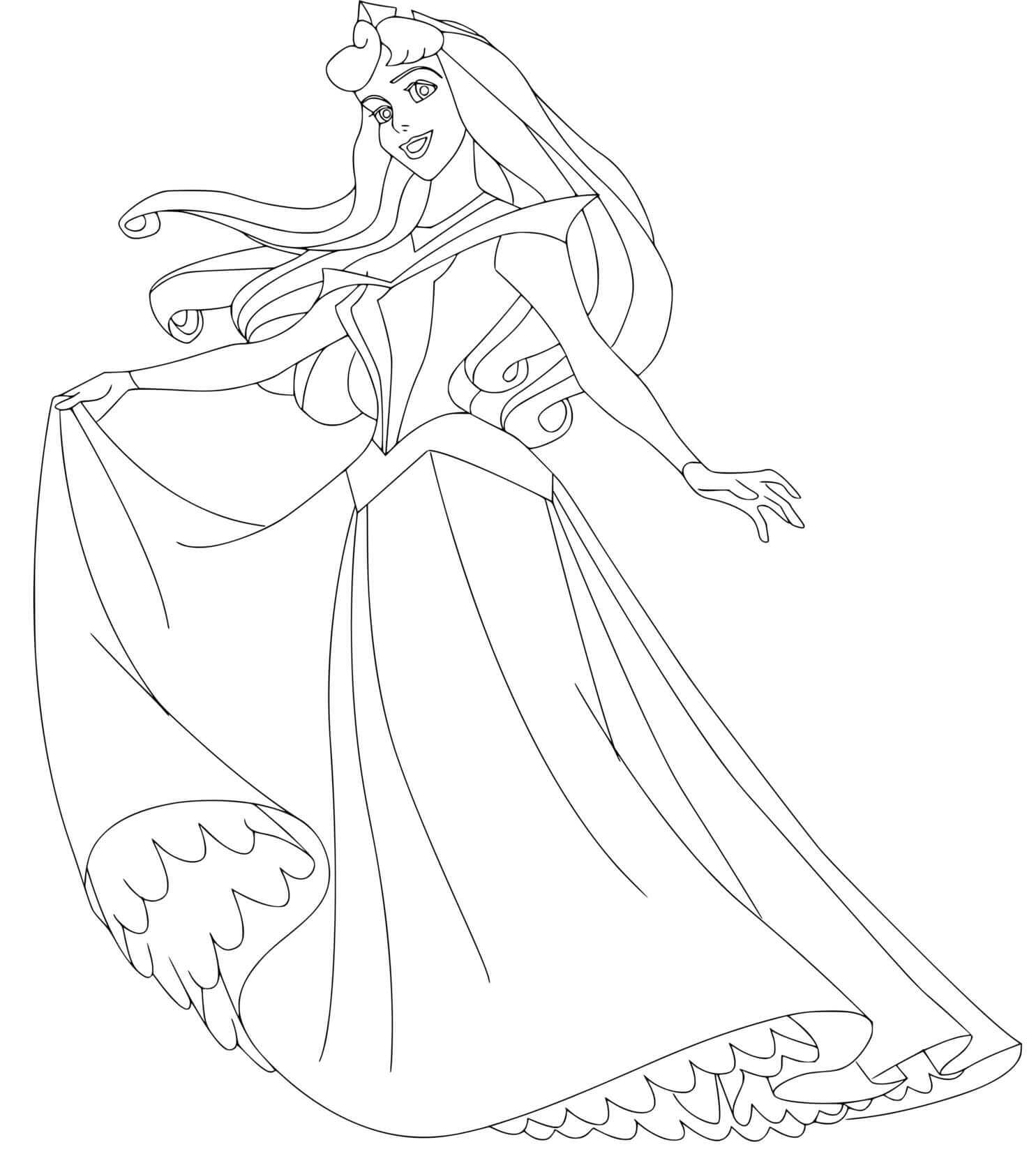 Coloriage Aurore Et Sa Belle Robe De Princesse - Aurore à imprimer
