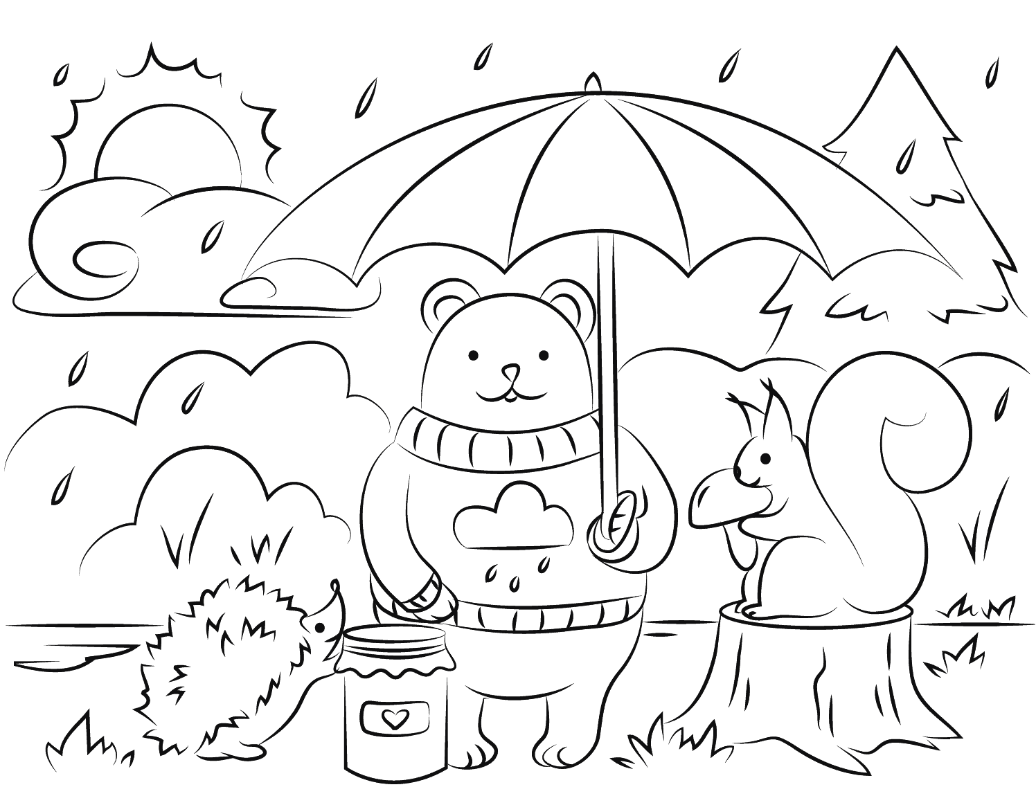 Coloriage Automne Animals - Automne à imprimer