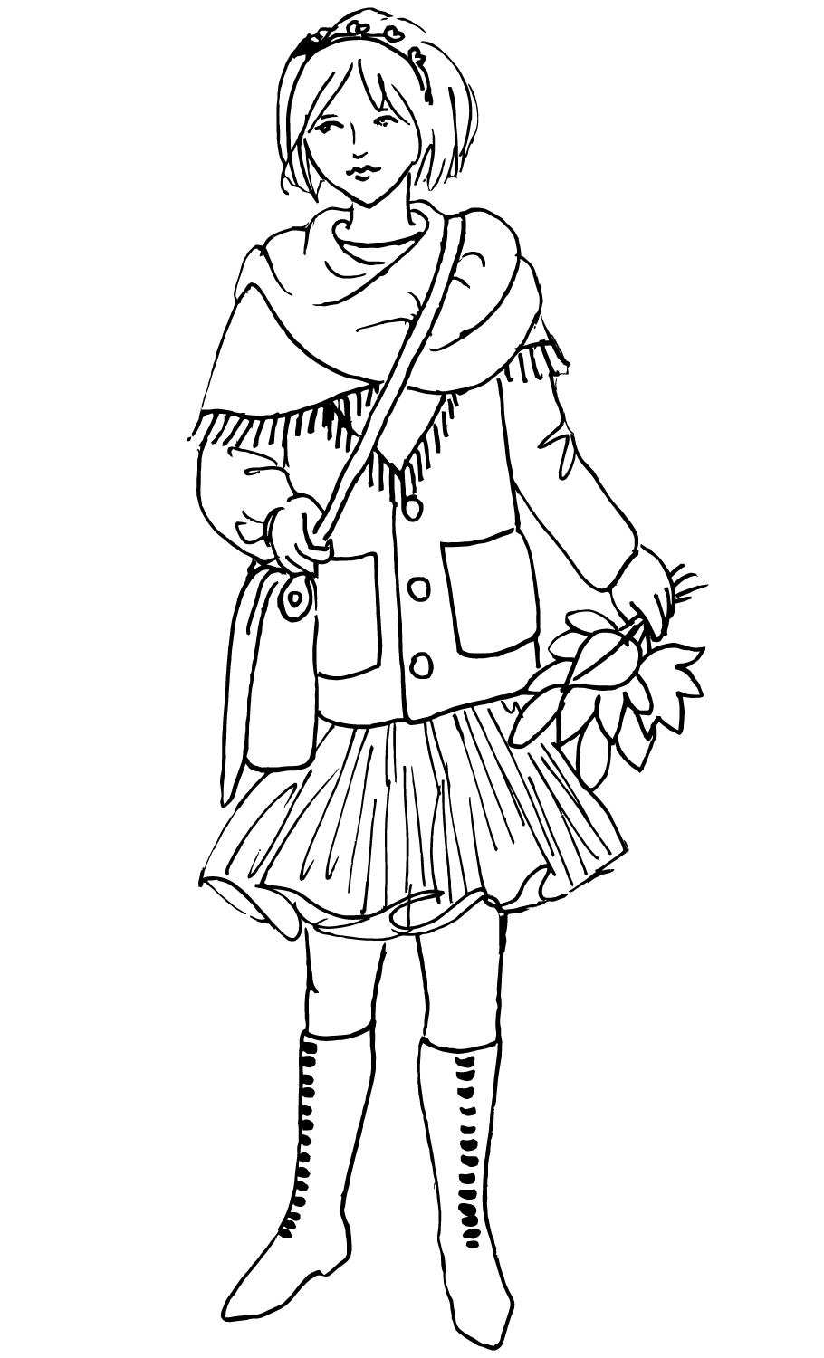 Coloriage Automne Girl Fall - Automne à imprimer