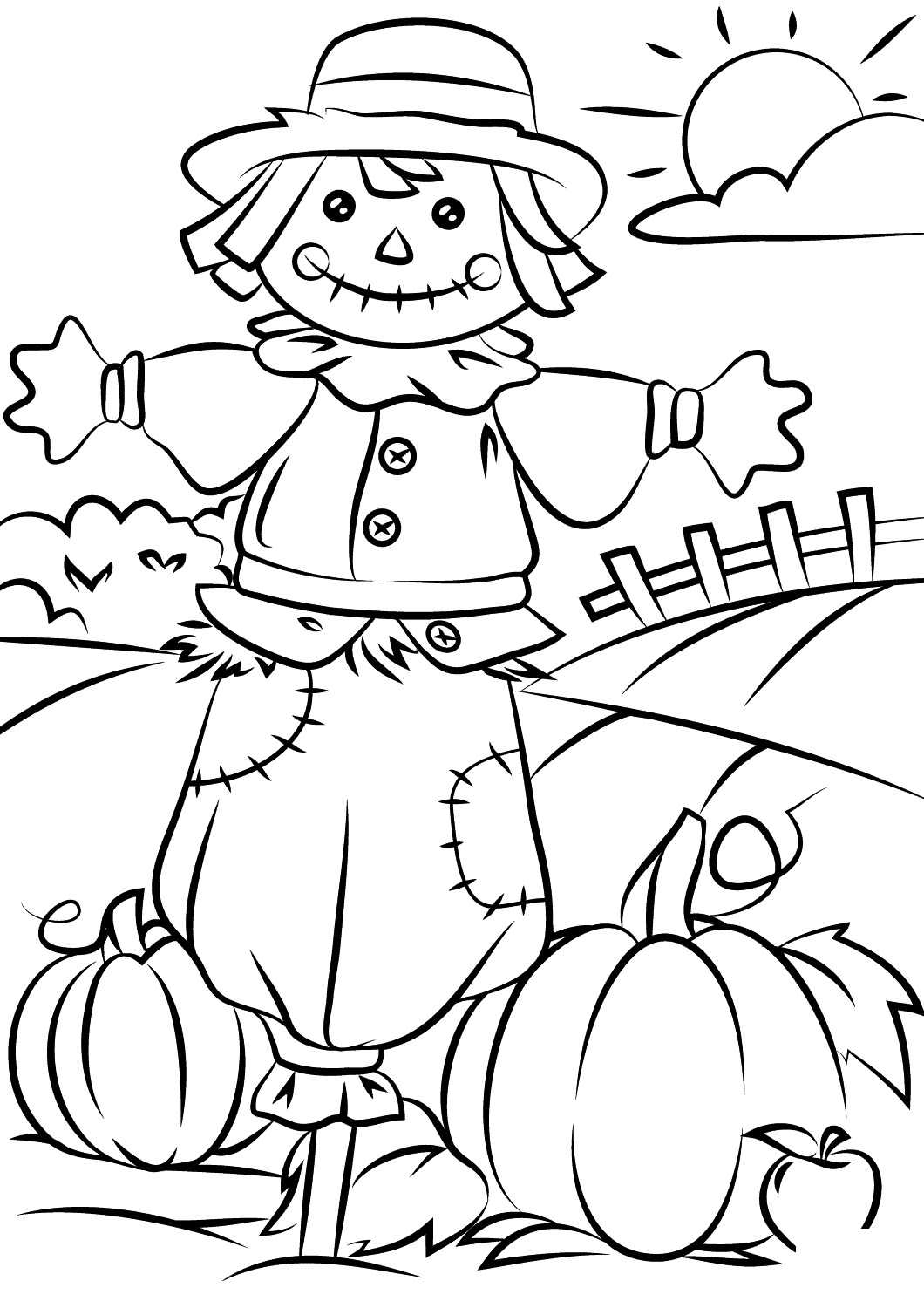 Coloriage Scène d'Automne - Automne à imprimer