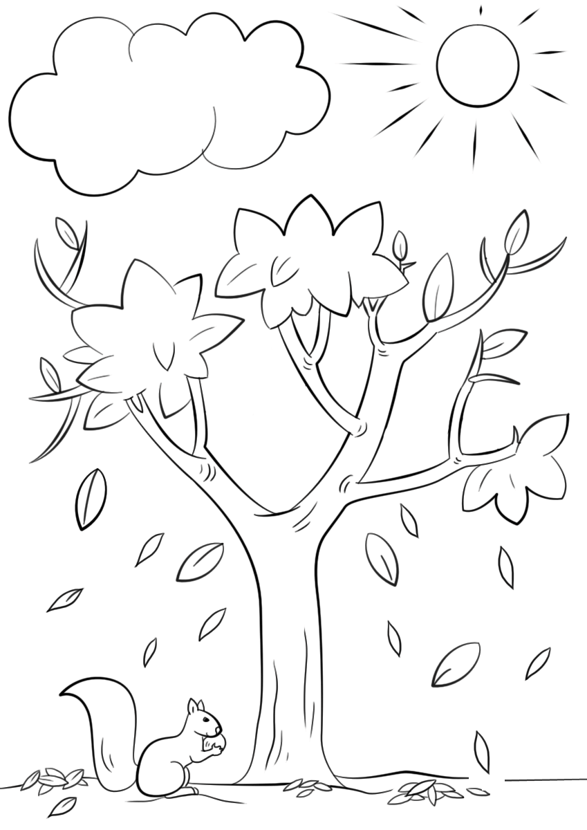 Coloriage Automne Tree Nature - Automne à imprimer