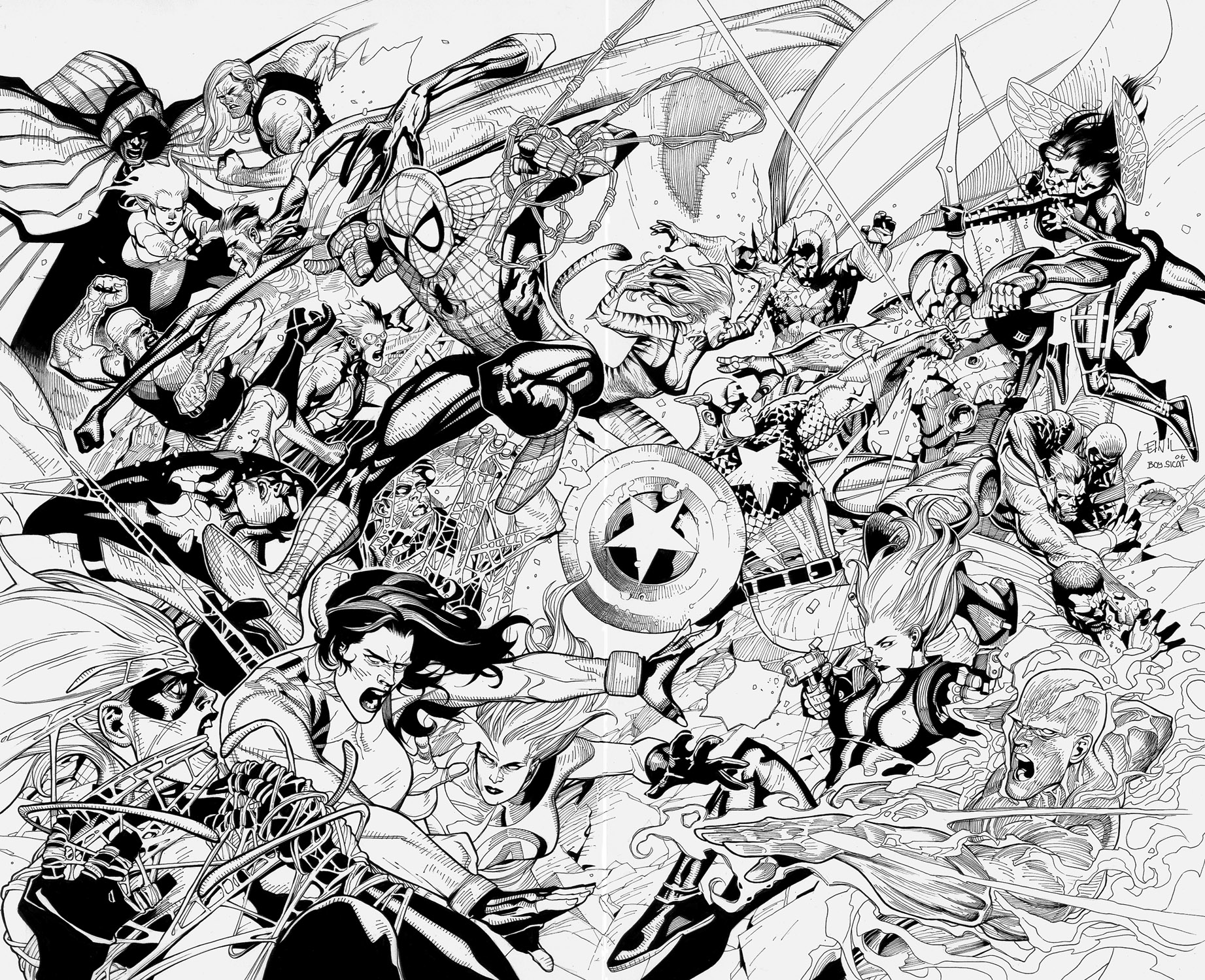 Coloriage Les Avengers en formation heroïque - Avengers à imprimer