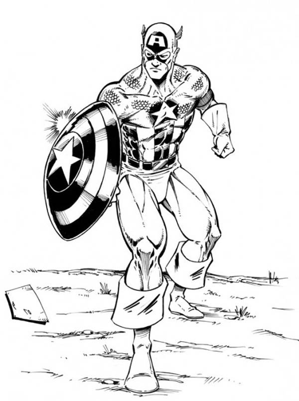 Coloriage Avengers Captain America - Avengers à imprimer