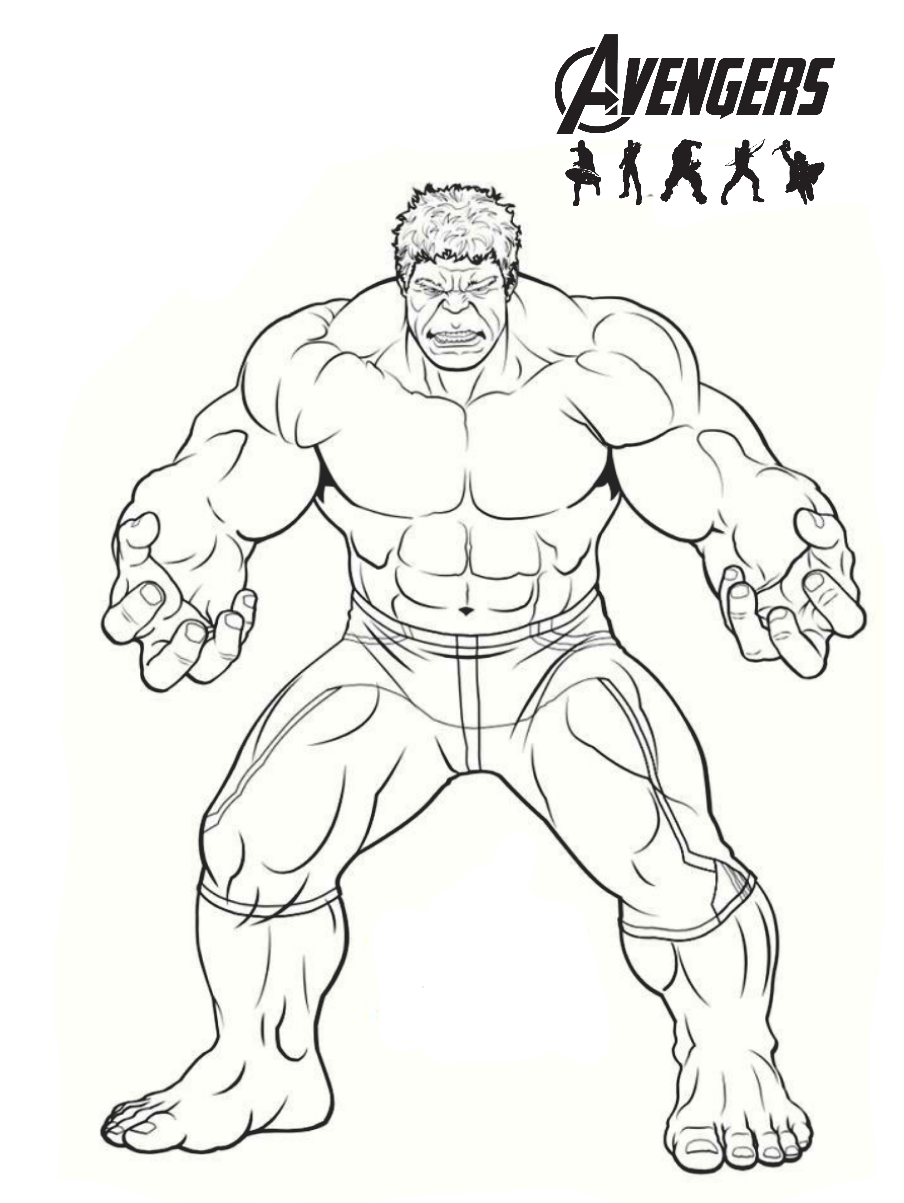 Coloriage Avengers Endgame Héros Hulk - Hulk à imprimer