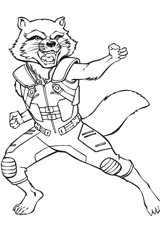 Coloriage Avengers Endgame Rocket Kung Fu - Avengers à imprimer
