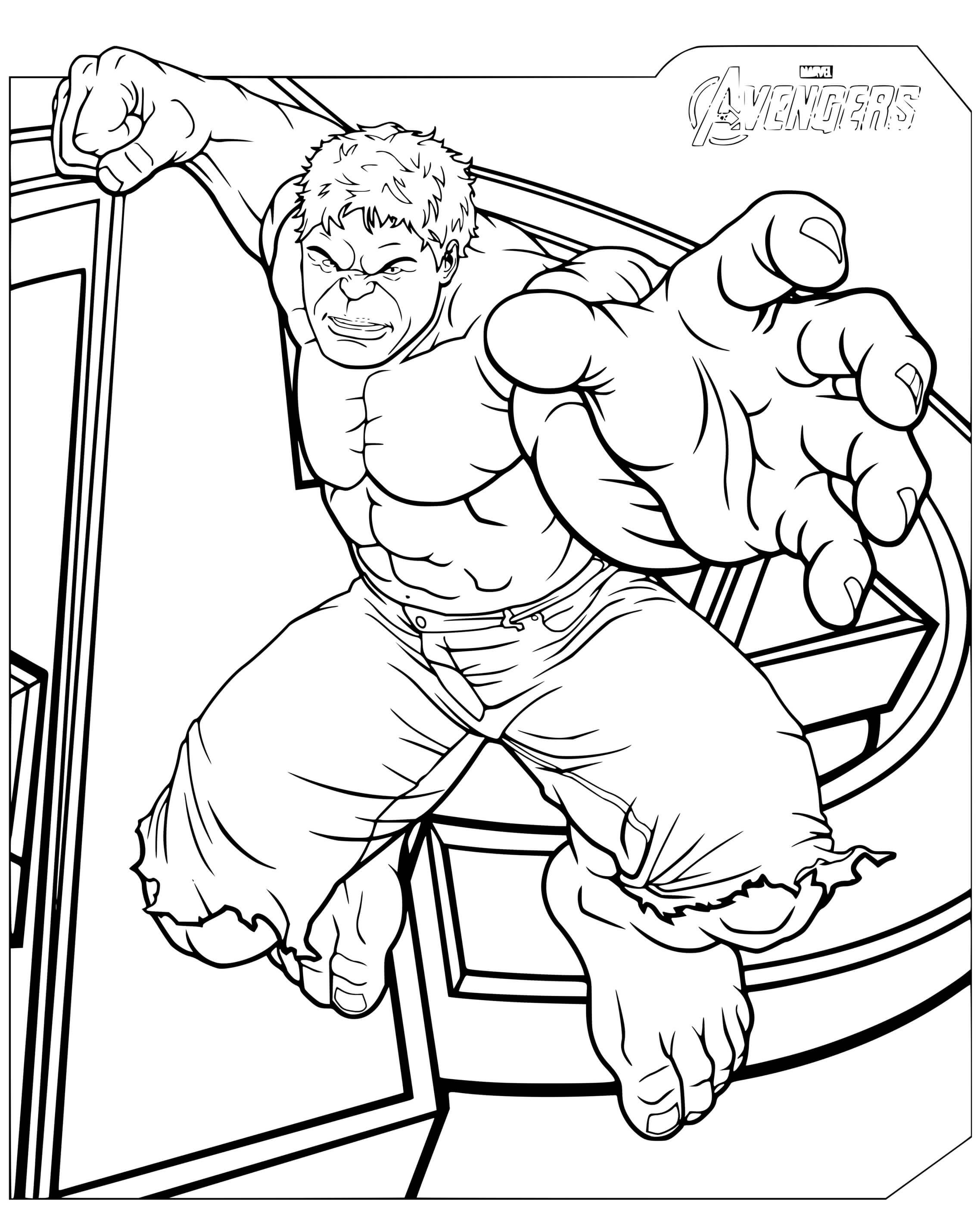 Coloriage Avengers Marvel Hulk En Action - Hulk à imprimer